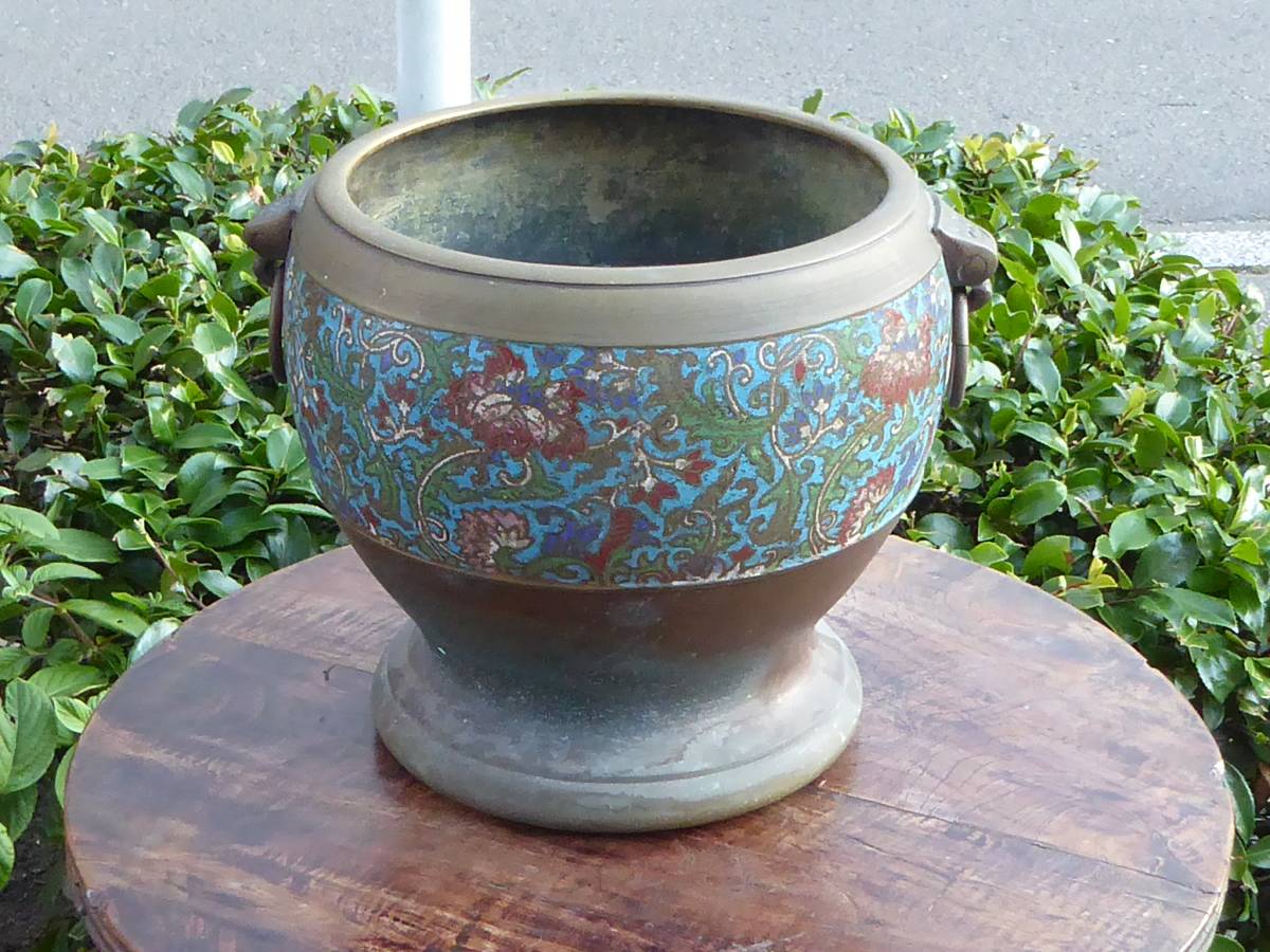花瓶 骨董 中国美術 古玩 公式 牡丹唐草 宝物 草花吉祥文様 有線七宝 