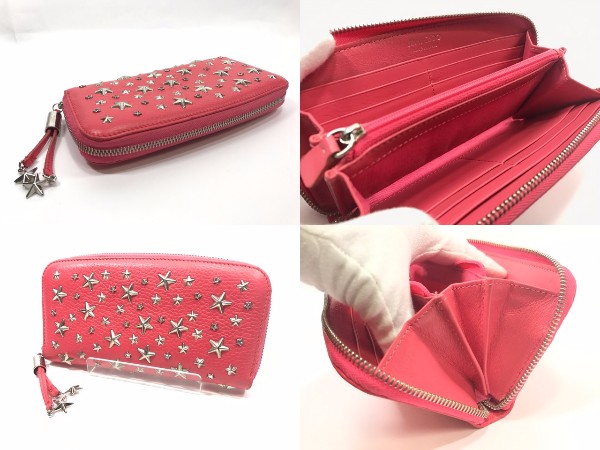 美品☆ジミーチュウ☆ラウンド長財布 ピンク SV金具【JIMMY CHOO