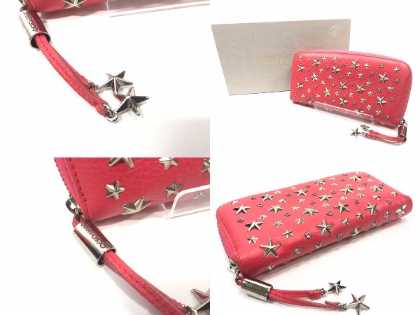 美品☆ジミーチュウ☆ラウンド長財布 ピンク SV金具【JIMMY CHOO