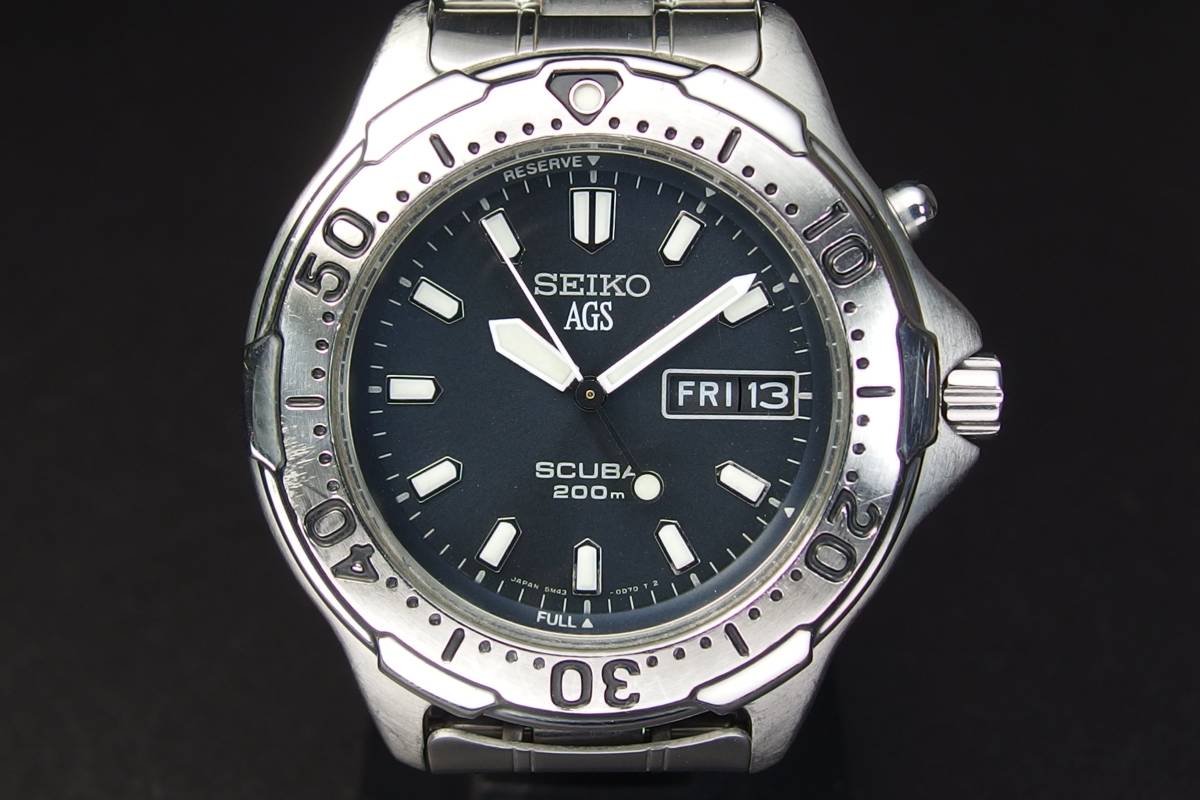 SEIKO セイコー AGS SCUBA スキューバ AIR DIVER'S 200M 5M43-0C30 SS