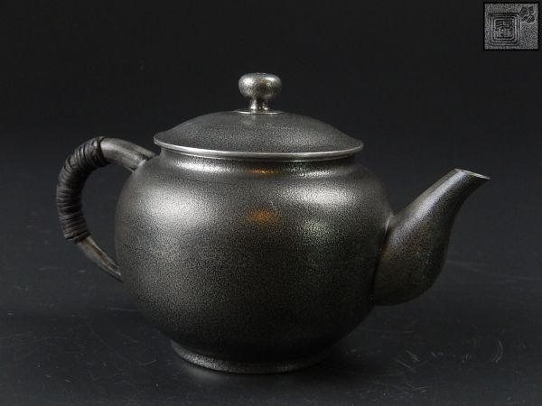 煎茶道具 錫製 後手急須 在印 時代物 極上品 初だし品