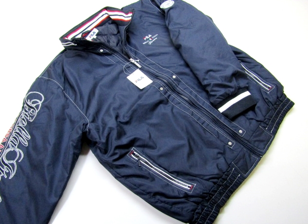◆高品質！FILA フィラ.エンブレム刺繍中綿ジャケット(3L)紺/新品◆