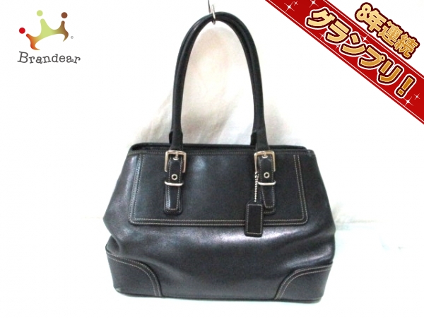 コーチ COACH バッグ ハンドバッグ レザー 黒 7555 - かばん、バッグ