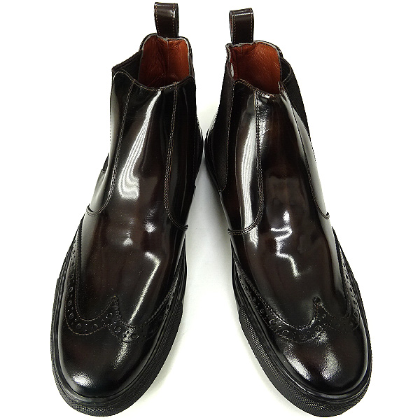 新品 定価3.8万 allegri アレグリ ガラスレザーサイドゴアブーツ41(25.0cm)茶★S7968 日本製