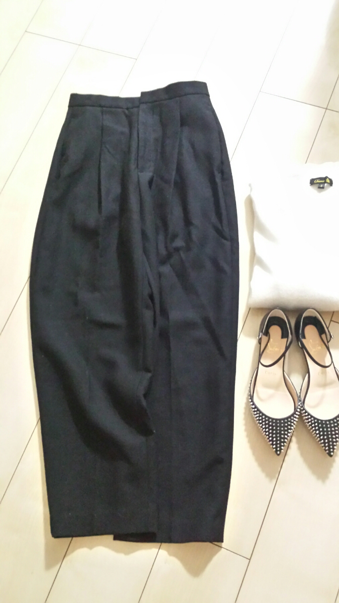 美品◇ENFOLD エンフォルド ハイウエスト パンツ 黒 ブラック 38