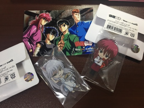 香港限定 Youme cafe 幽遊白書 カフェ アクリルキーホルダー 妖狐蔵馬 蔵馬 ブロマイド 3点セット