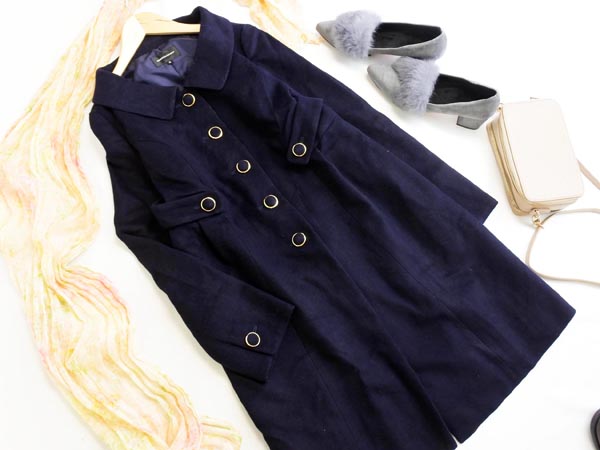 クイーンズコート カシミヤ混 コート size2/紺 ◇□ ☆ hkd1 QUEENS 