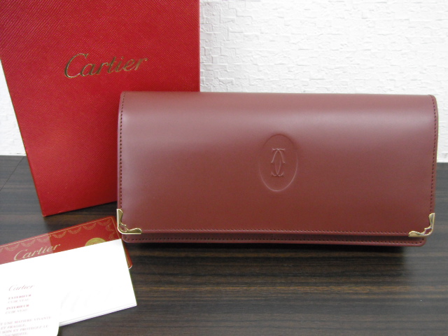 未使用品　カルティエ　マストライン　二つ折り長財布　マチあり