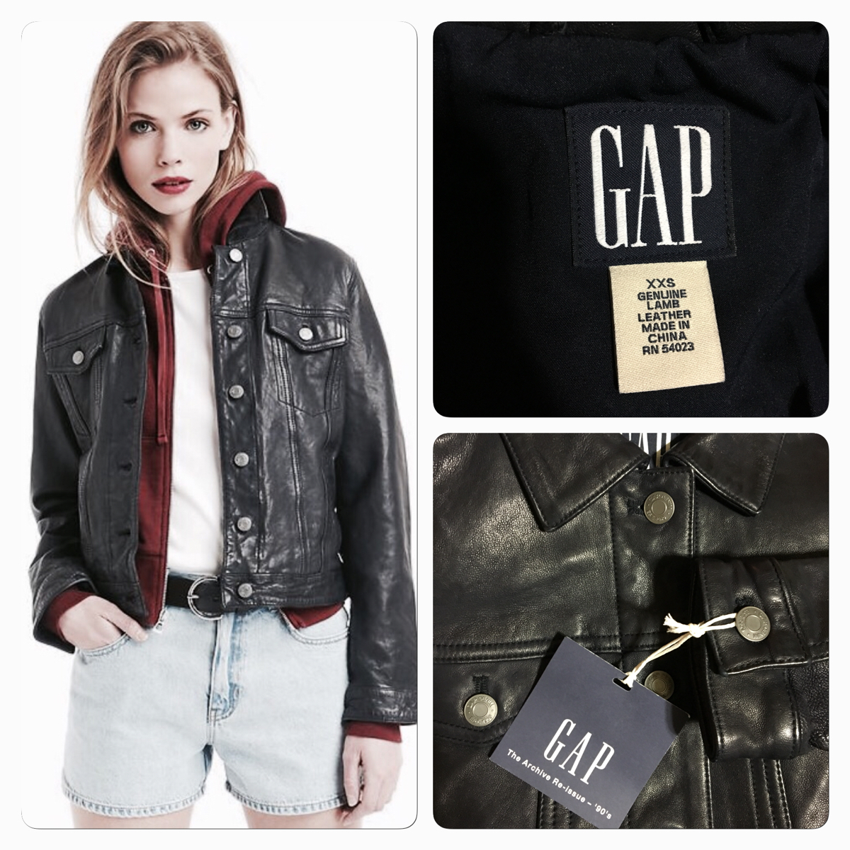 【美品】8.5万 数着限定モデル レザー ブルゾン カウレザー VOGUE×GAPjapan シングルボタンレザージャケット ブラック