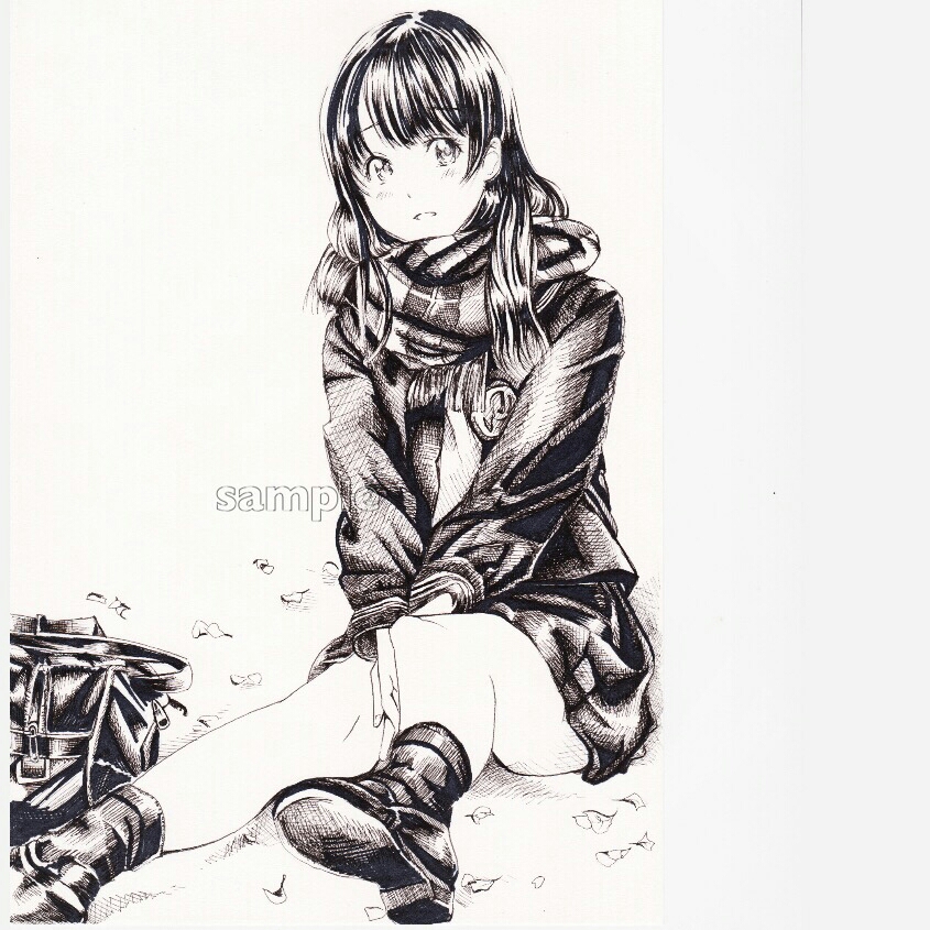手描きイラスト モノクロ 冬の公園 お喋り 手描きイラスト 売買されたオークション情報 Yahooの商品情報をアーカイブ公開 オークファン Aucfan Com