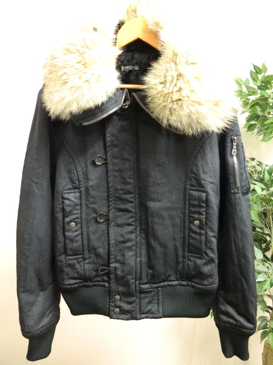美品 5351 POUR LES HOMMES コヨーテ リアルファー リブ ナイロン ミリタリー ジャケット ブラック 3 アバハウス メンズ IT1710-609
