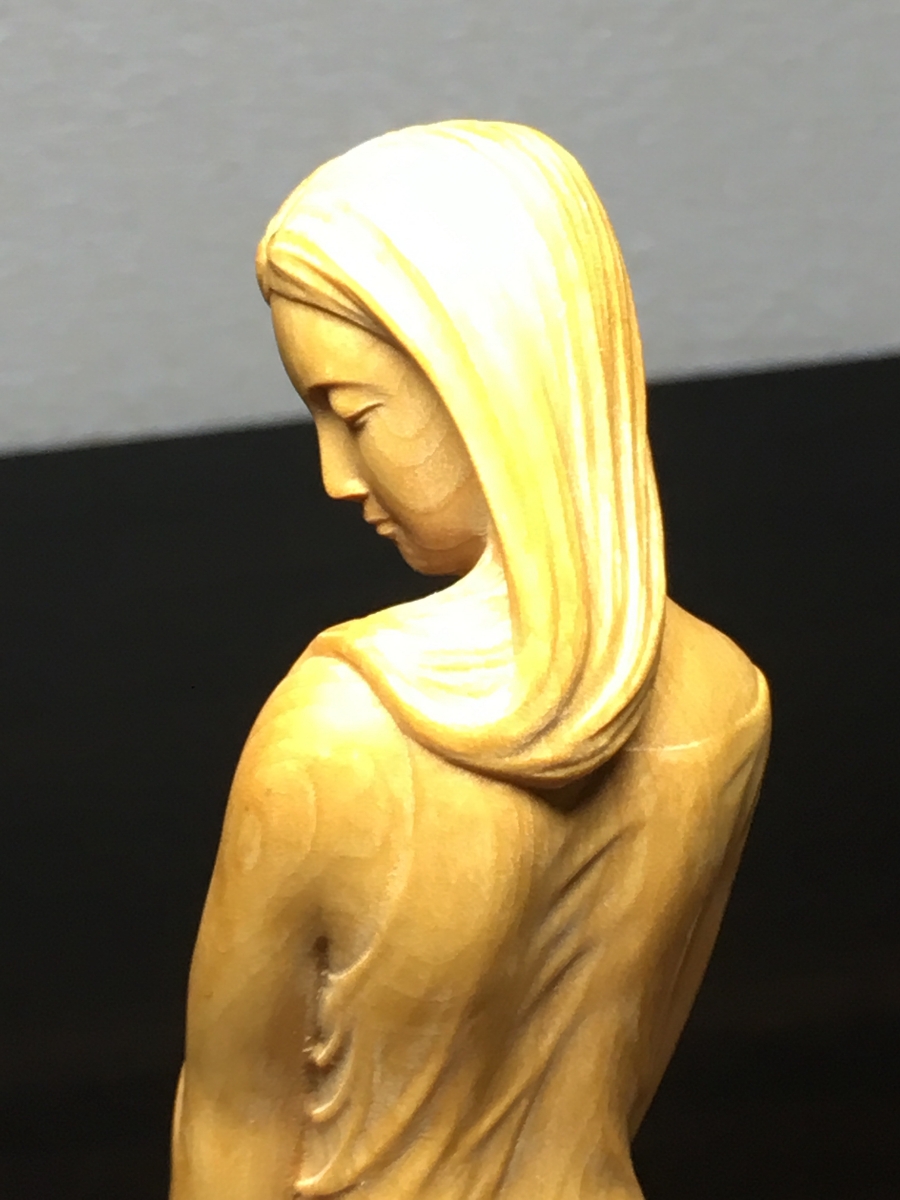 美術品 彫刻 女性 少女像 座像 中国美術 美人像 木彫り 美少女 置物