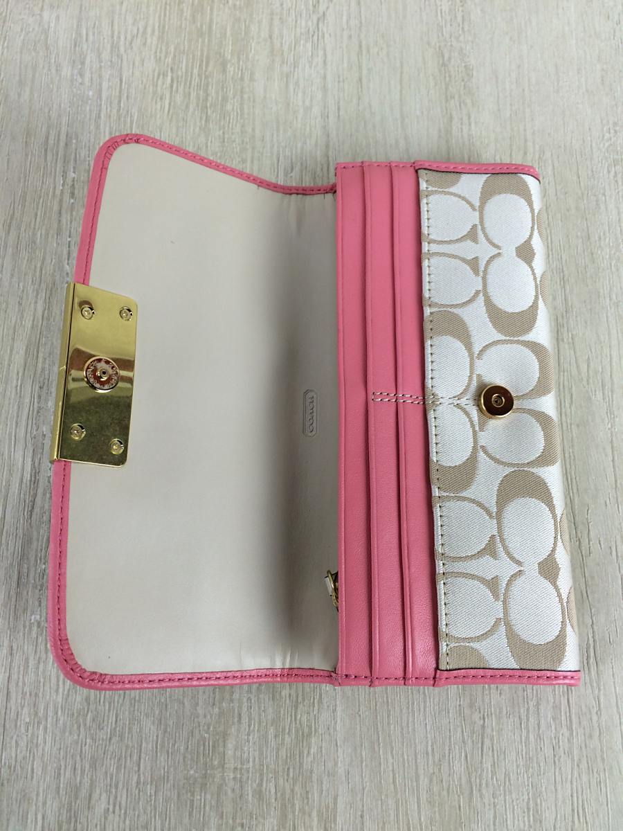 COACH◆長財布/キャンバス/BEG/総柄