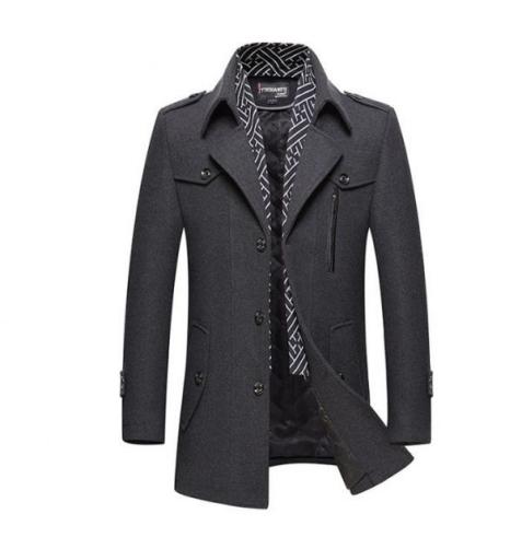 秋冬 メンズ トレンド ビジネス 厚手 ウール ロングコート XU334 灰 サイズ M