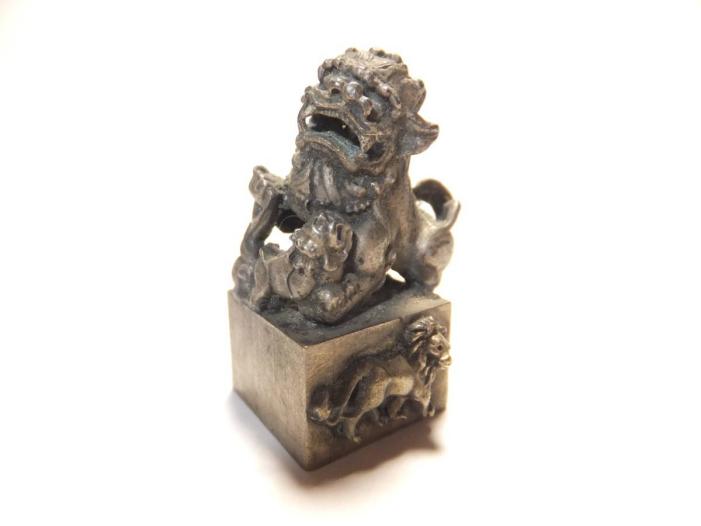 古銅印「山羊鈕」古印材 石彫刻 篆刻 印材 古印材 古玩 獅子鈕 中国 中国印材 動物雑貨