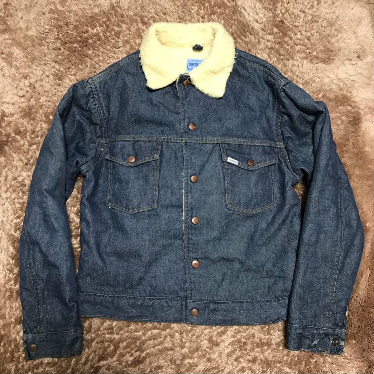 ROEBUCKS Sear's ローバックス デニム ボア ジャケット 70年代 米国 古着 USA / カバーオール lee bigmac payday work ランチコート