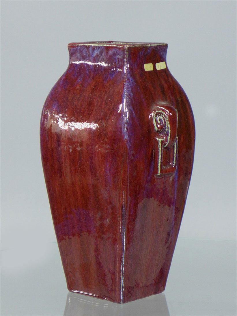 中国古玩　中国石湾銘　辰砂花瓶　検/清朝唐物乾隆