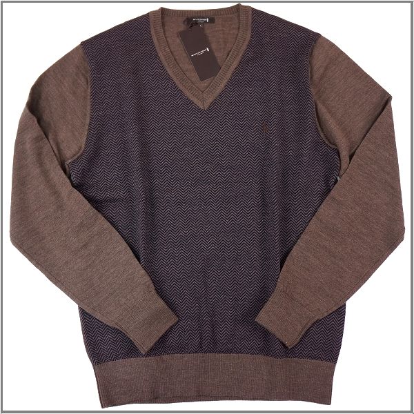 新品 MACKINTOSH LONDON ヘリンボーン Vネック ウール ニット セーター