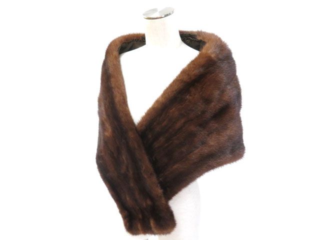 毛並み美品▼MINK ミンク 裏地花柄刺繍入り 本毛皮大判ショール 毛質艶やか・柔らか◎