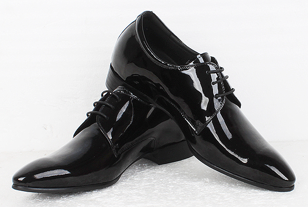 新品！送料無料　本革　エナメル　シークレットシューズ　ビジネスシューズ　身長高　ロングノーズ　ドレスシューズ　ブラック ◇24.5