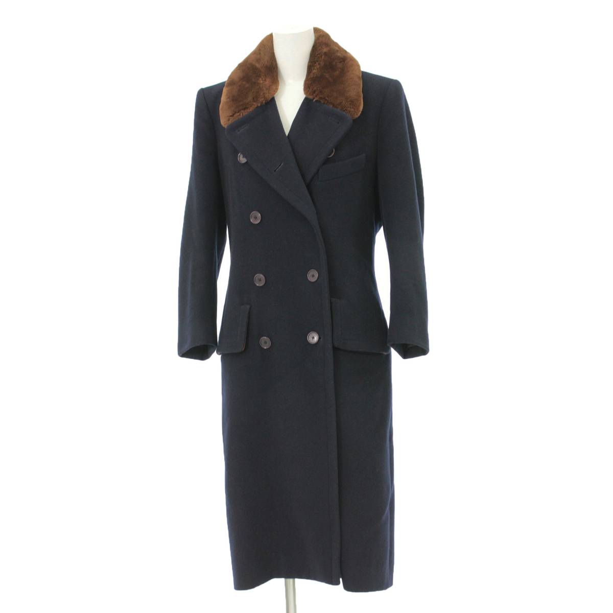 ☆HERMES(エルメス)カシミヤ100％ ロングコート サイズ40☆ navy 
