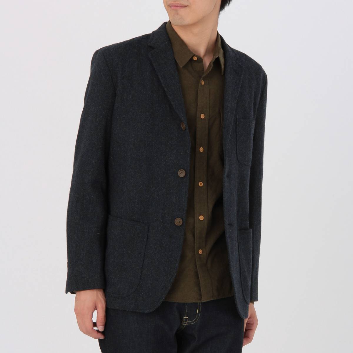 無印良品 無印 MUJI ジャケット ウール S ネイビー 紺 ダークネイビー 