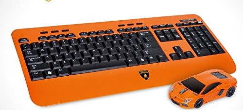 ランボルギーニ(Lamborghini)公認 ワイヤレスマウス&キーボード 英語配列 日本語使用可能！ 車 マウス ランプ点灯 タイプ LP700 オレンジ