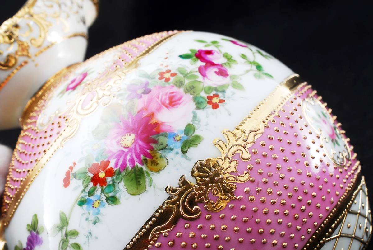 ジュール ジュエル ポピー紋花瓶 アールヌーボー 【美品】オールドノリタケ オールドノリタケ 金盛り ポピー花紋花瓶 アールヌーボー 約23cm 工芸品