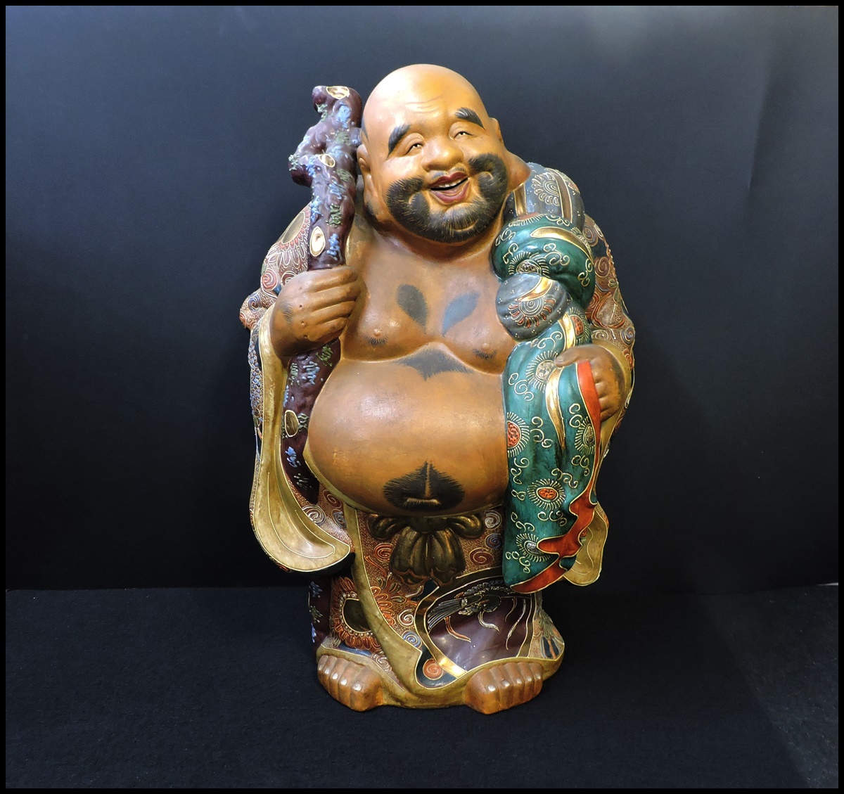 九谷焼 布袋像置物 50cm 10.3kg 細密細工