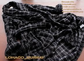 新品■ヨーロッパ Tommy.B S/M 黒*メンズ 紳士 高級ガウンluxury 高品質パイル素材 チェック柄 ゆったり ルームウェア バスローブ