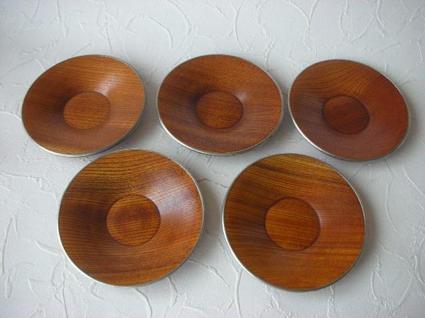 欅の木彫りの茶托 ※天然木！ 木製ケヤキ・丸茶托☆ 未使用 5