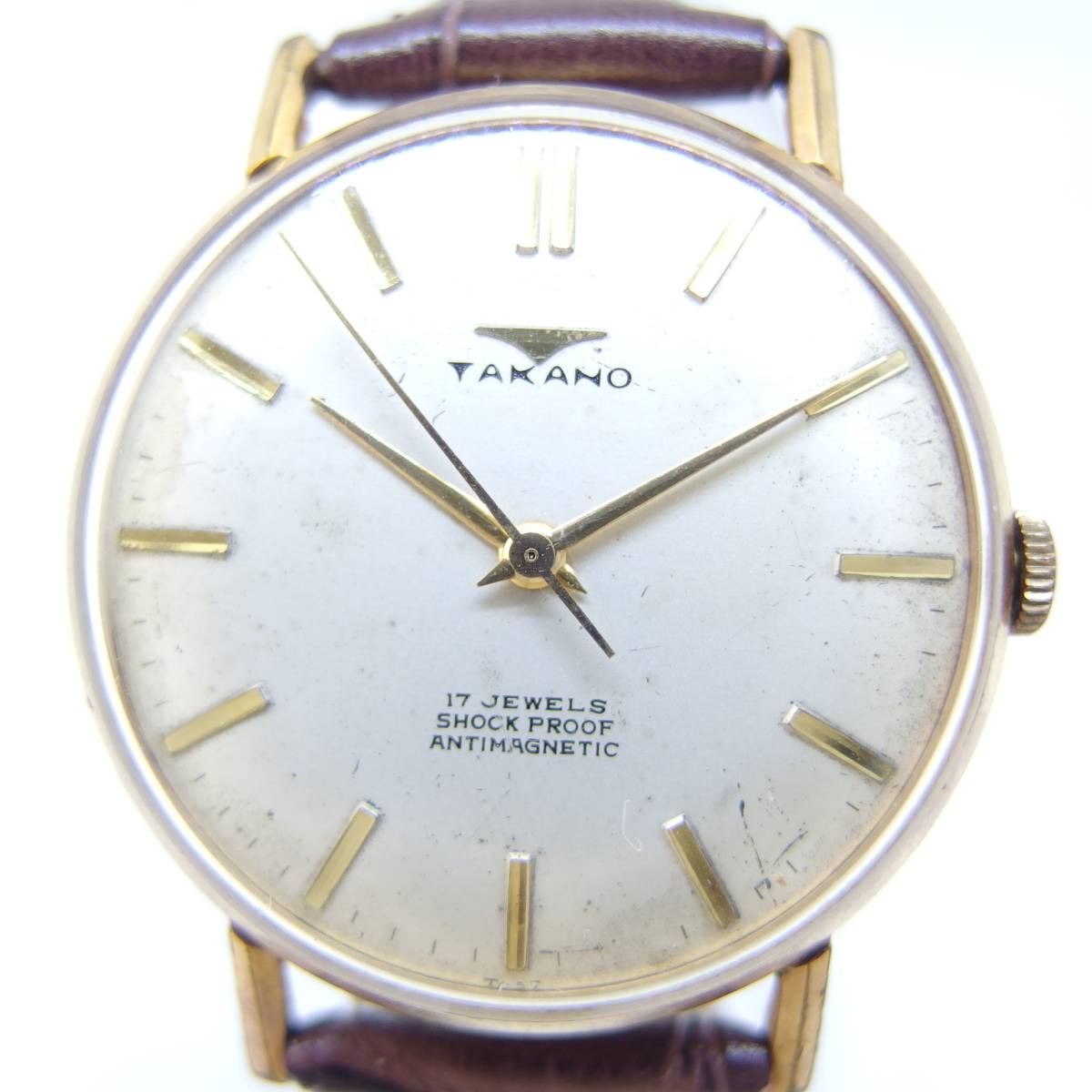 タカノ TAKANO 手巻き式 腕時計 17石 金色 レザーベルト C796 【公式通販】