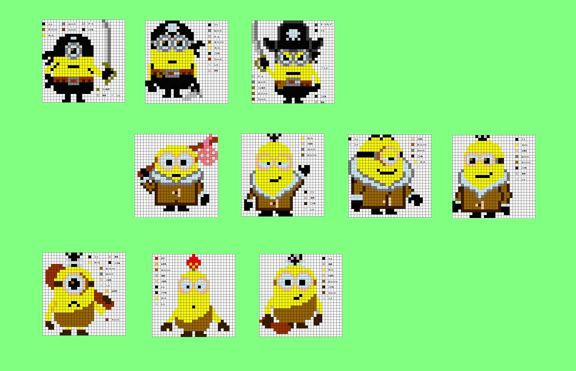 アイロンビーズ図案 ミニオンズ全36図案の質問一覧