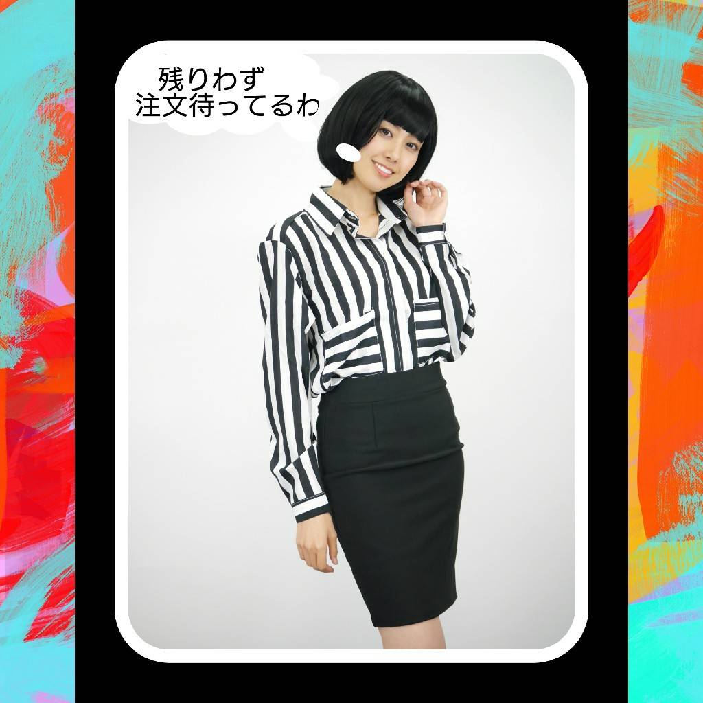 #2 忘年会はもうすぐそこに　ブルゾンちえみ風　シャツ、スカート2点セット　L残り２ 　又は　M残り１　コスプレ　1850円_1