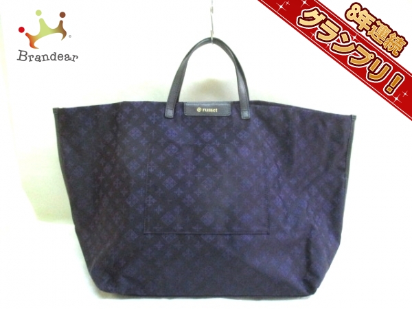 ラシット russet バッグ ハンドバッグ ナイロン×レザー パープル 