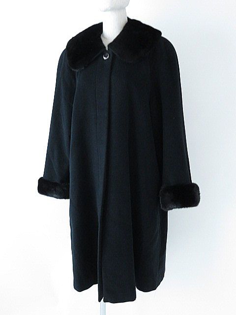 良品△Courreges／クレージュ 襟・袖ミンクファー使い アンゴラ混 超 