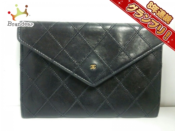 シャネル CHANEL 財布 コインケース ラムスキン 黒×ゴールド ゴールド金具 ビコローレ