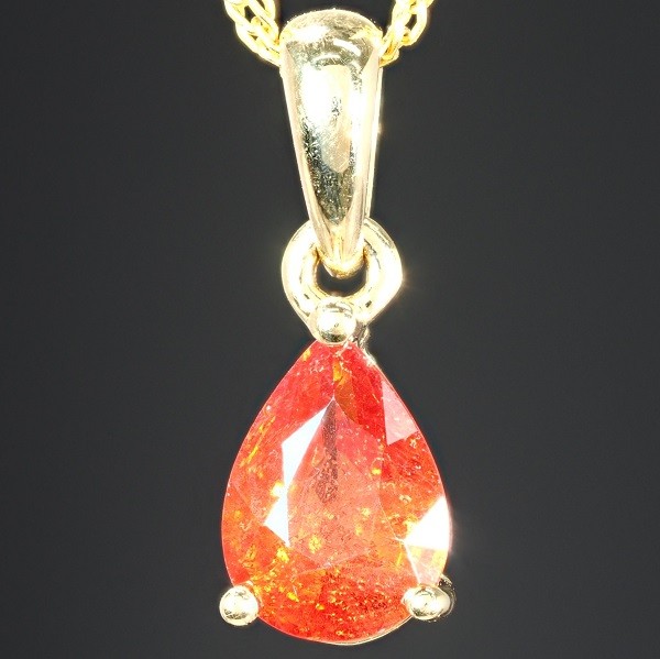 『在庫限り』《18金製》 天然 オレンジ・サファイヤ ネックレス [1.71ct][刻印][返金対応可] 18k 55-1