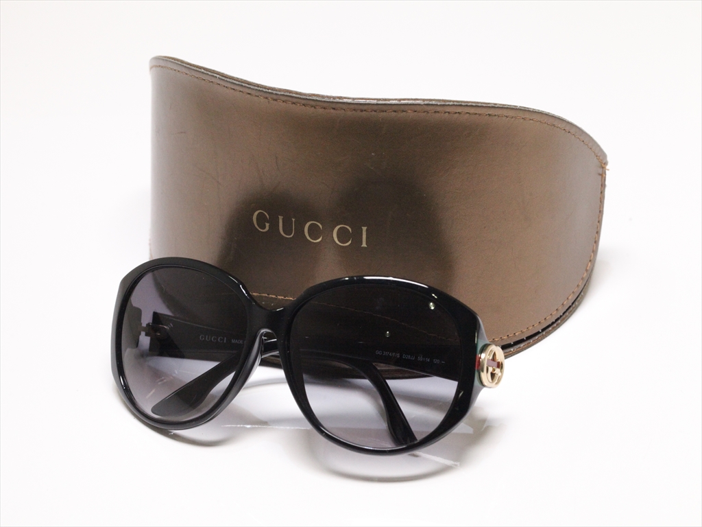 正規良品【グッチ　GUCCI】GG3174　サングラス　メンズ　GGロゴ有　レンズ大きめ　黒/ブラック　ケース付き　n683