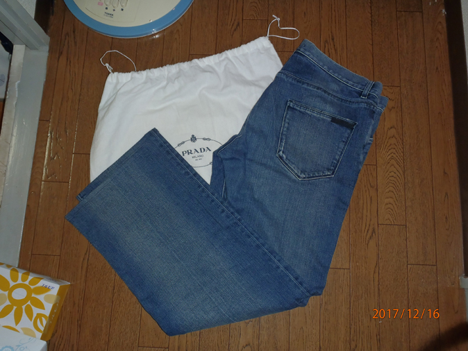 □PRADA/Gパン 34 ブルー ボタン開閉【美品】