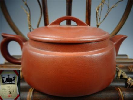 木子】AA032 朱泥 三足大口 茶壷 急須 中国宜興紫砂 茶道具 証書付