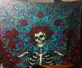 新品★グレイトフル・デッド 巨大フリースブランケット126×151cm★オフィシャル Grateful Dead スカル&薔薇 USA輸入