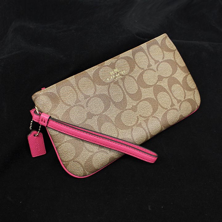 美品中古 COACH(コーチ) ポーチ F56748 ☆PVC/レザー☆化粧ポーチ/定番