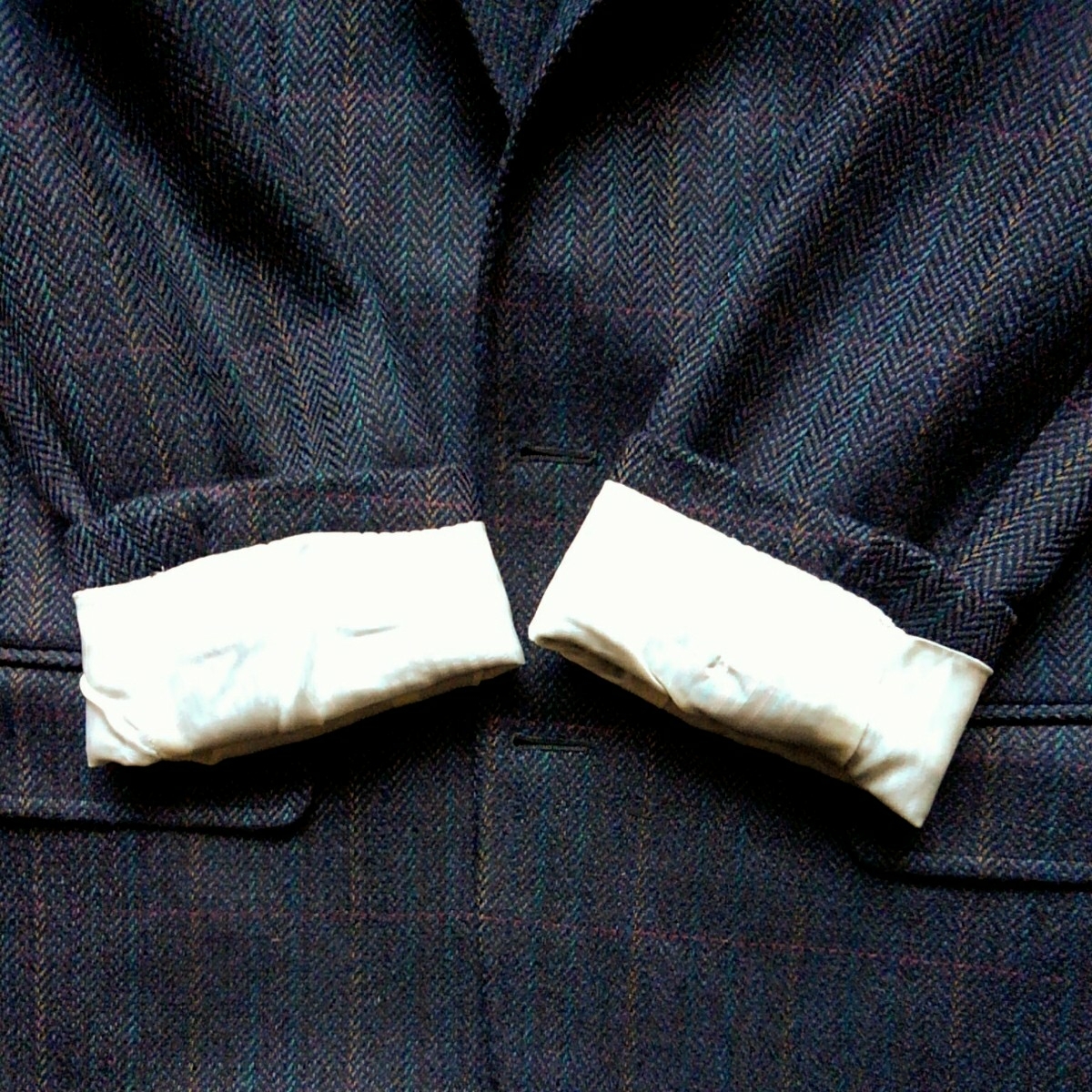 レア BURBERRY ジャケット ツイード ダークグレー系 赤x青のチェック 