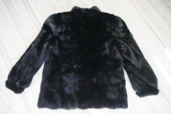 ミンク 黒 毛皮　ファー コート ジャケット 高級 黒 M　梅