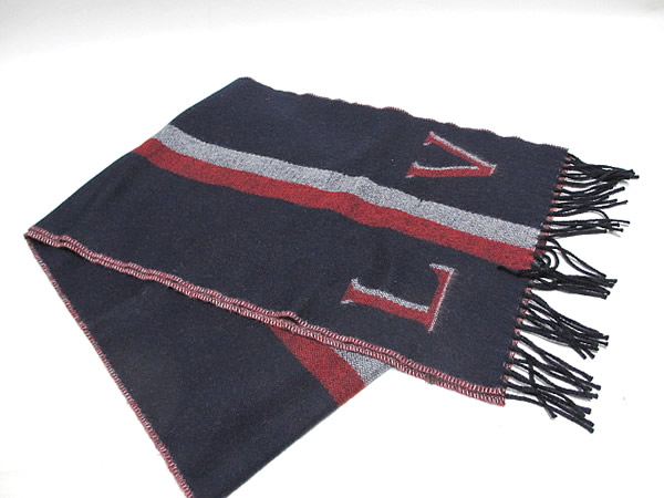 Louis Vuitton バーガンディ マフラー ☆LOUIS VUITTON / ルイ・ヴィトン ウール カシミア マフラー ジャンク