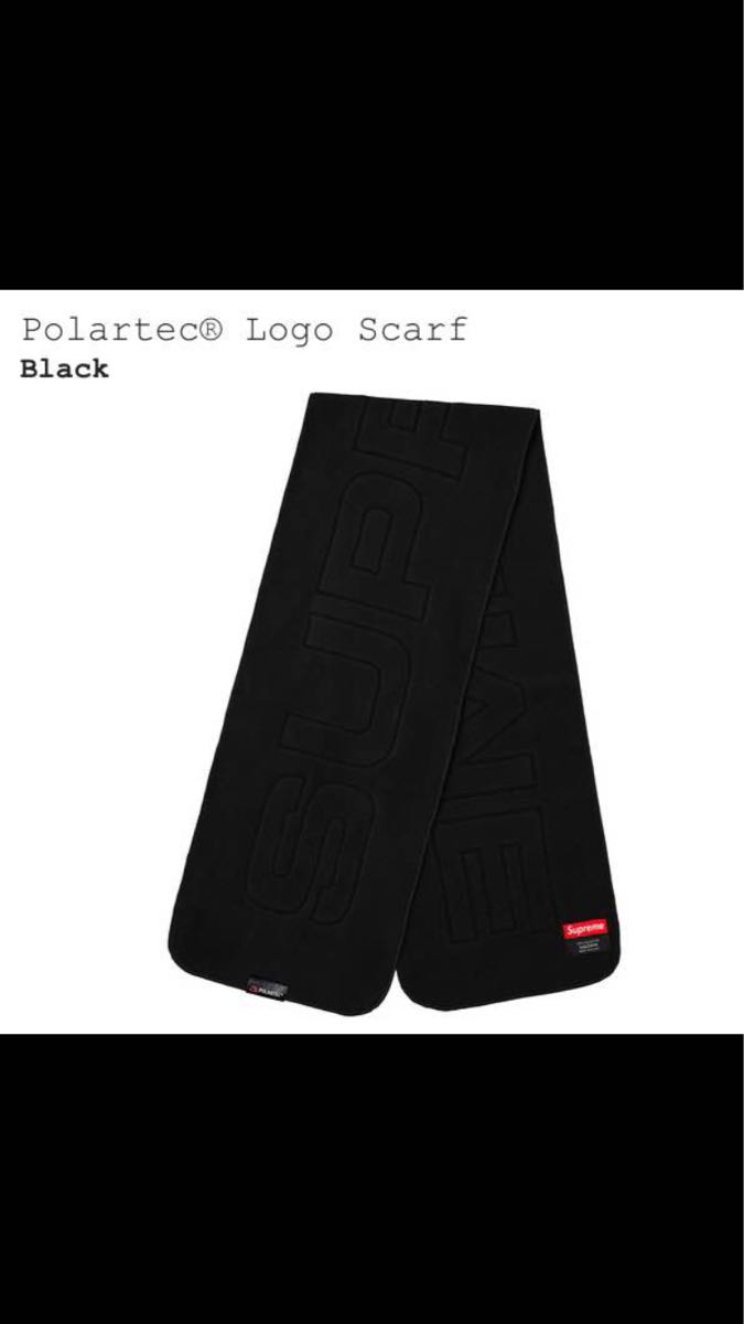 送料無料 17aw Supreme シュプリーム Polartec Logo Scarf black黒スカーフ マフラー