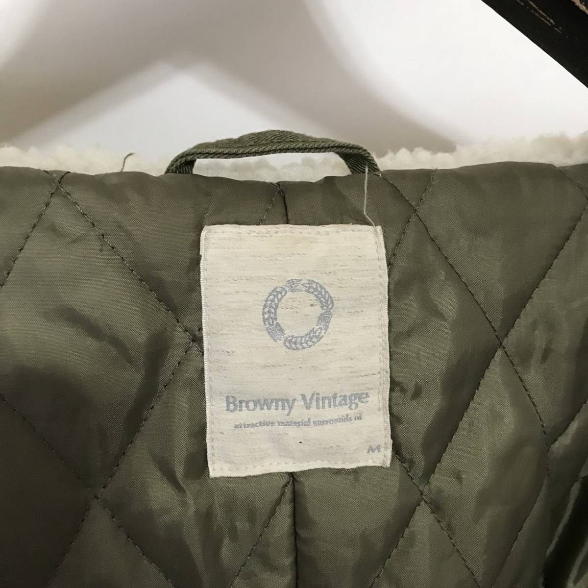 貴重☆browny vintage フード裏ボア 中綿入り モッズコート KHAKI M 