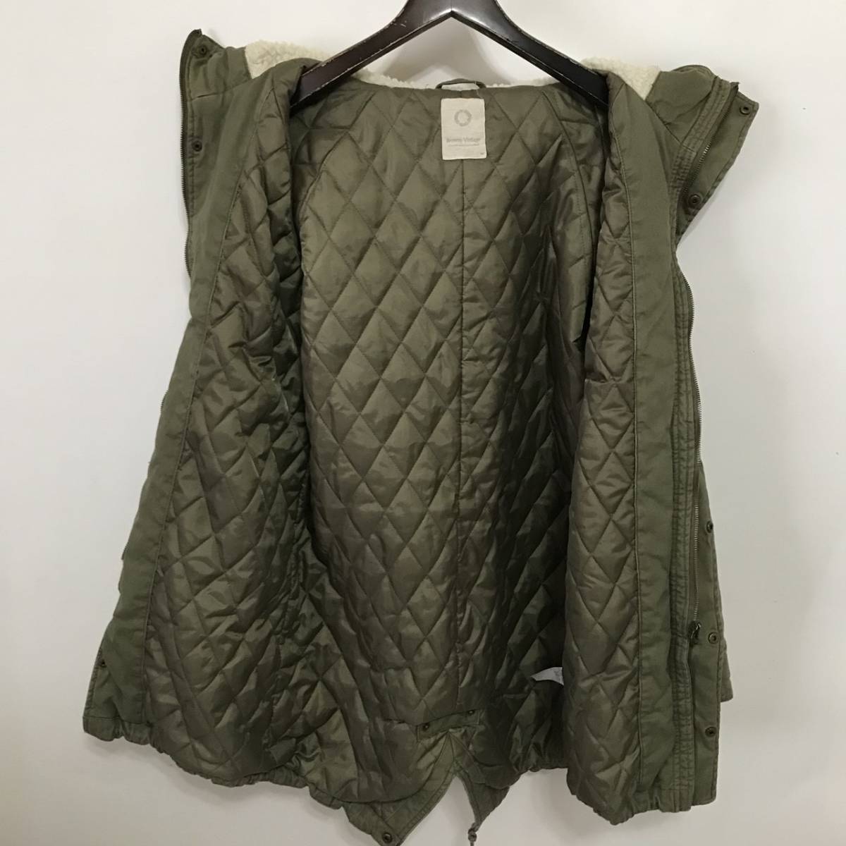 貴重☆browny vintage フード裏ボア 中綿入り モッズコート KHAKI M 