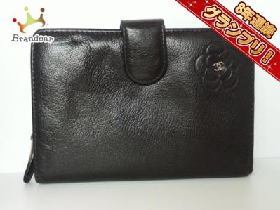 CHANEL シャネル CHANEL 財布 2つ折り財布 レザー 黒 ラウンド